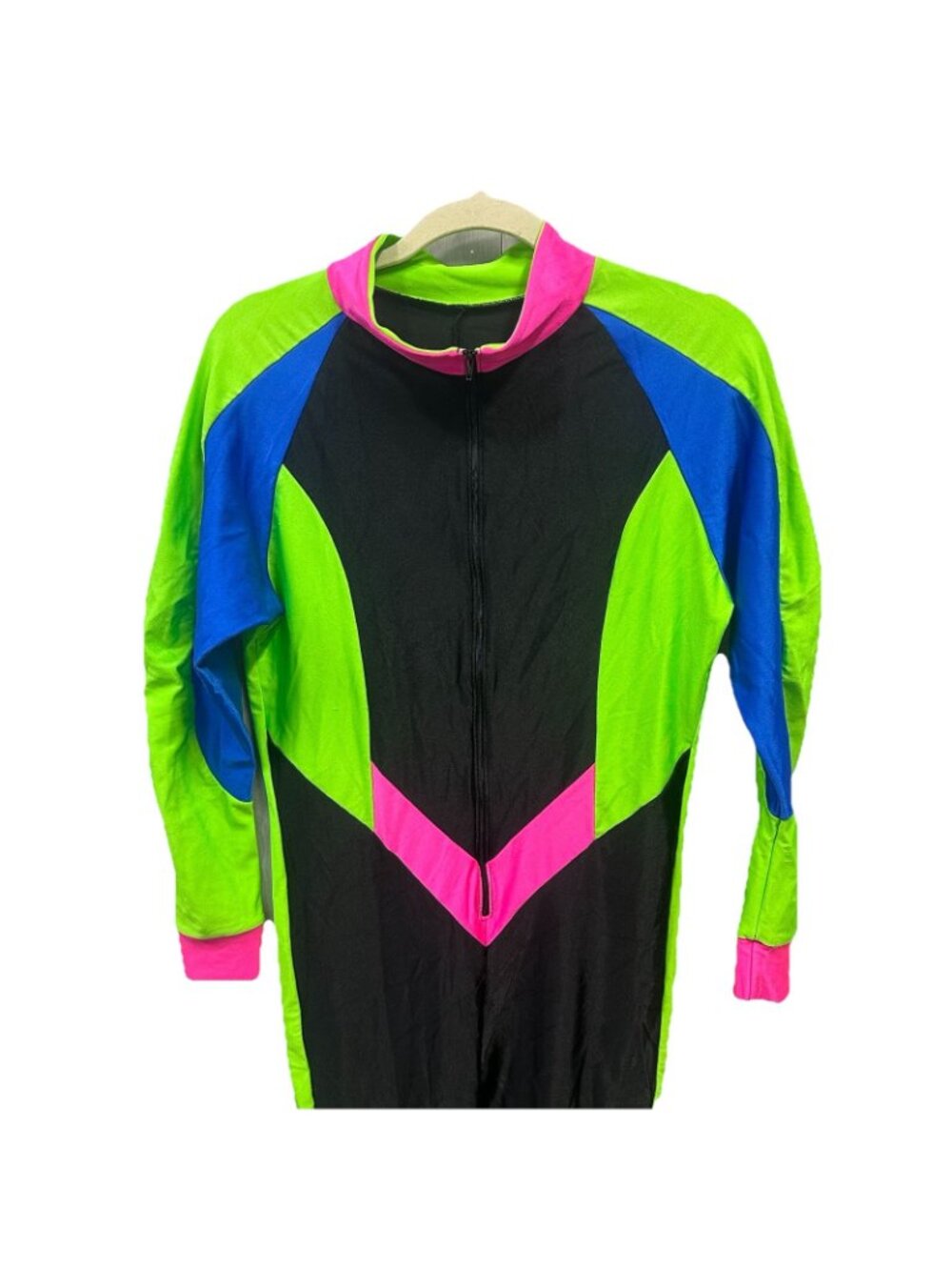 Vintage 80s Sport Europa Neon Ski Suit Large One Piece Stirrup Jumpsuit - Picture 2 of 11